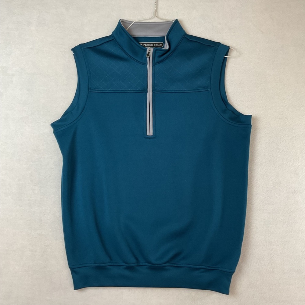 Pebble‎ Beach Performance Mens Teal Blue Quarter Zip Golf Vest Size Small